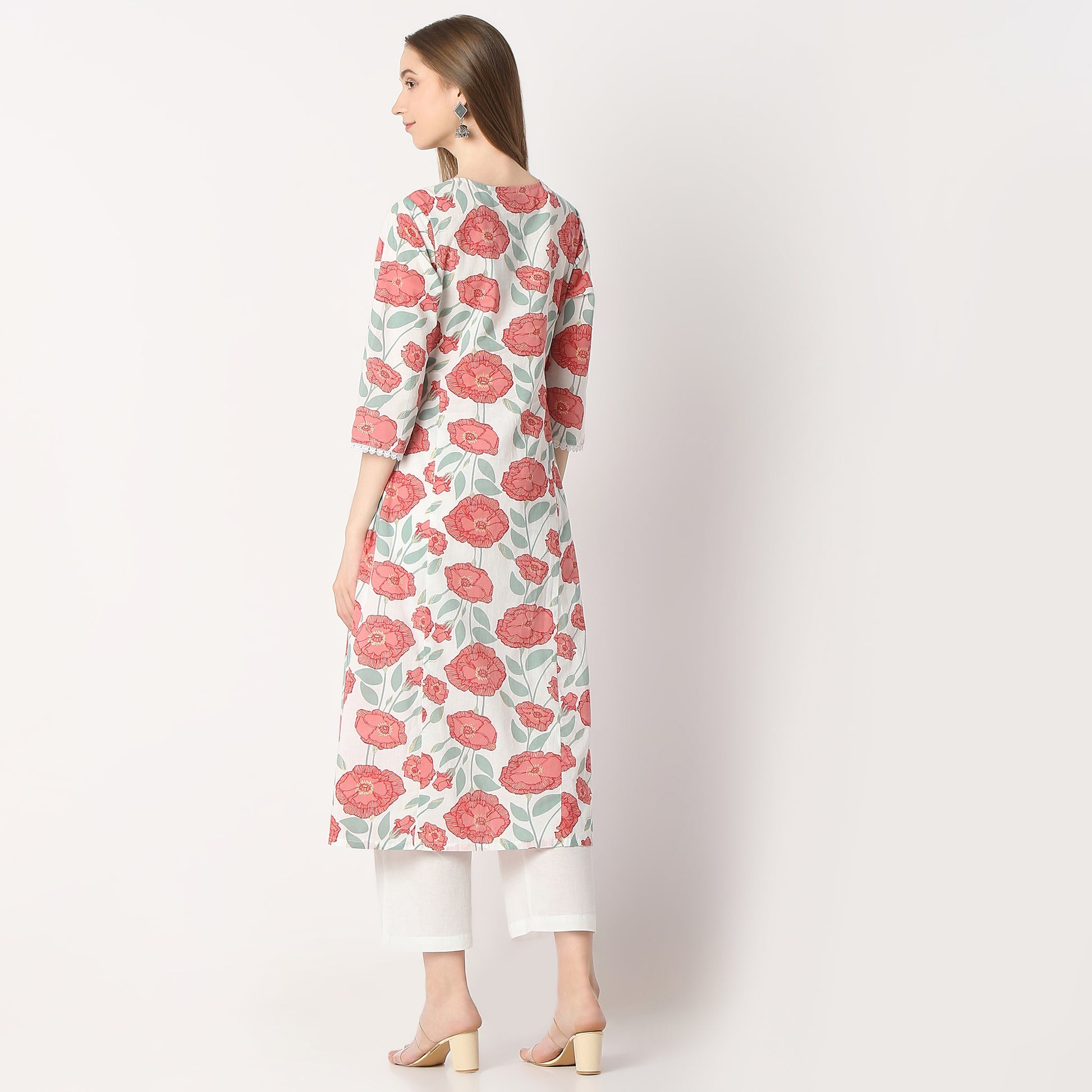 Flare Fit Printed Round Neck Kurta and Pant with Dupatta Set