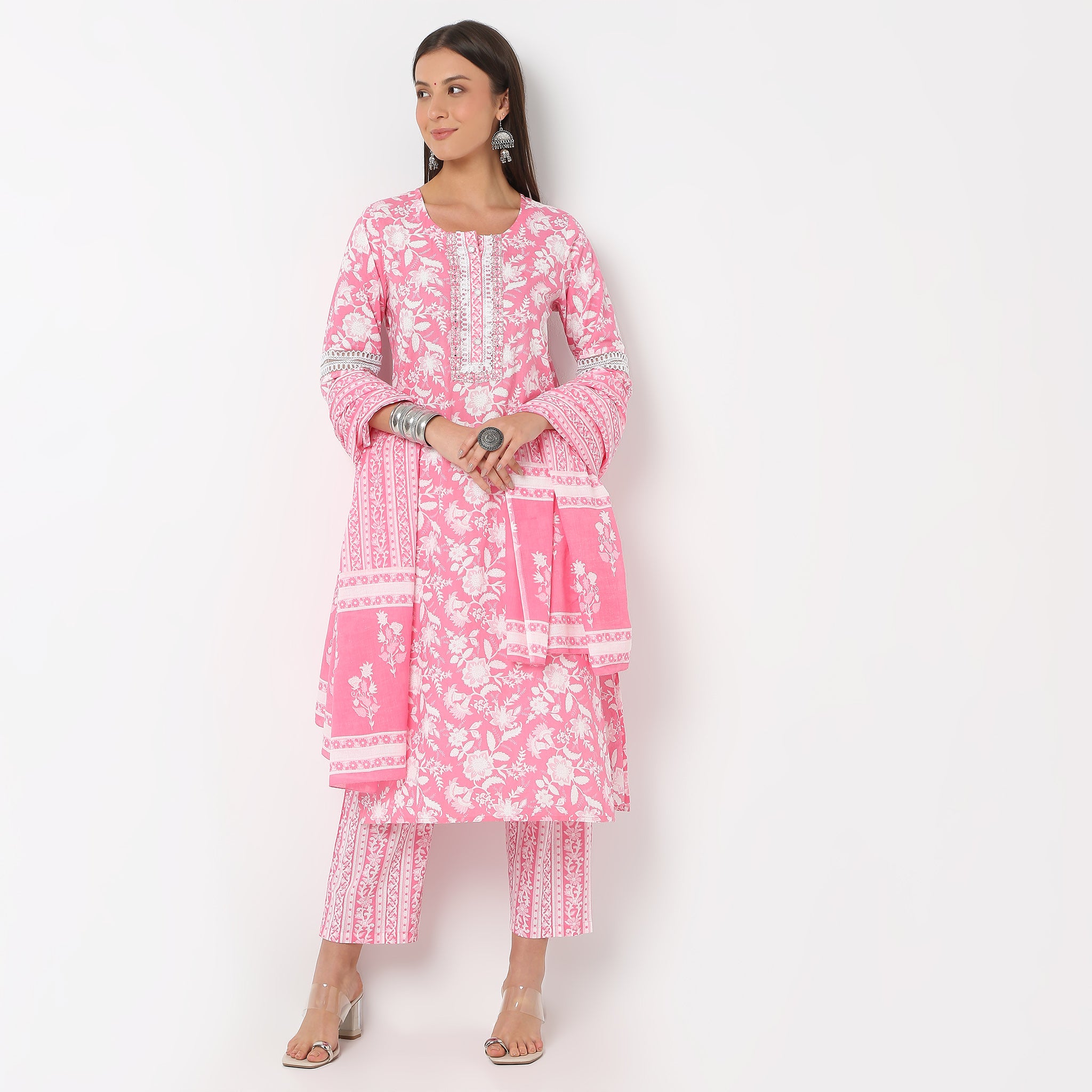 Printed Straight Kurta and Pant With Dupatta Set