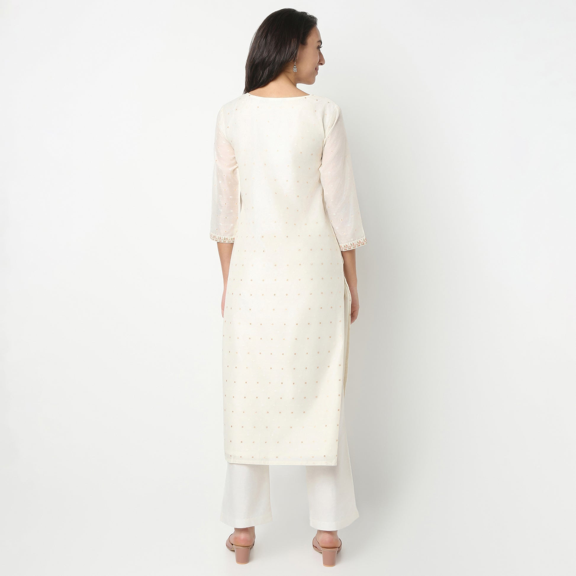 Straight Fit Embroidered Round Neck Kurta and Pant with Dupatta Set