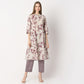 Flare Fit Printed Band Neck Kurta and Pant with Dupatta Set