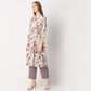 Flare Fit Printed Band Neck Kurta and Pant with Dupatta Set
