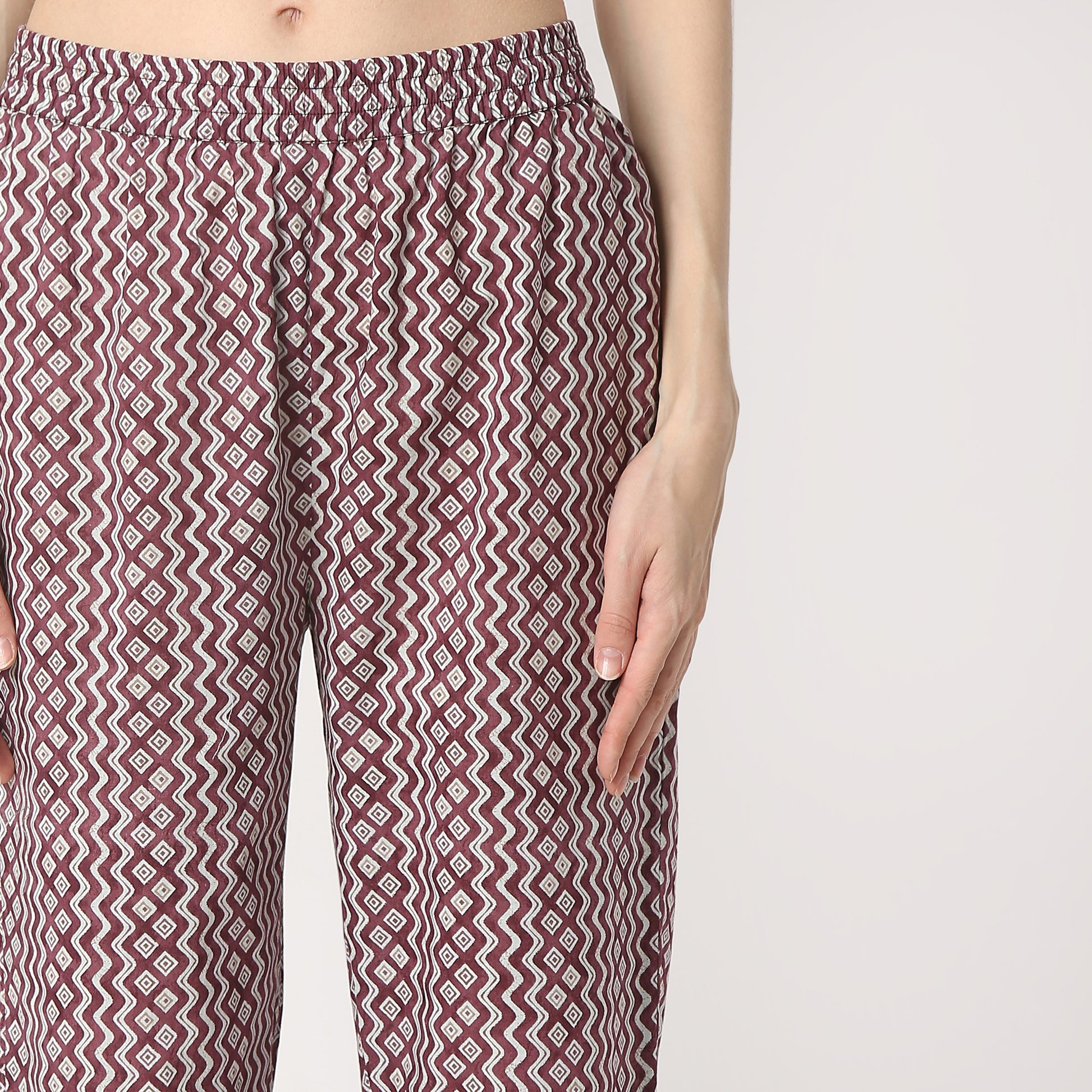 Flare Fit Printed Band Neck Kurta and Pant with Dupatta Set