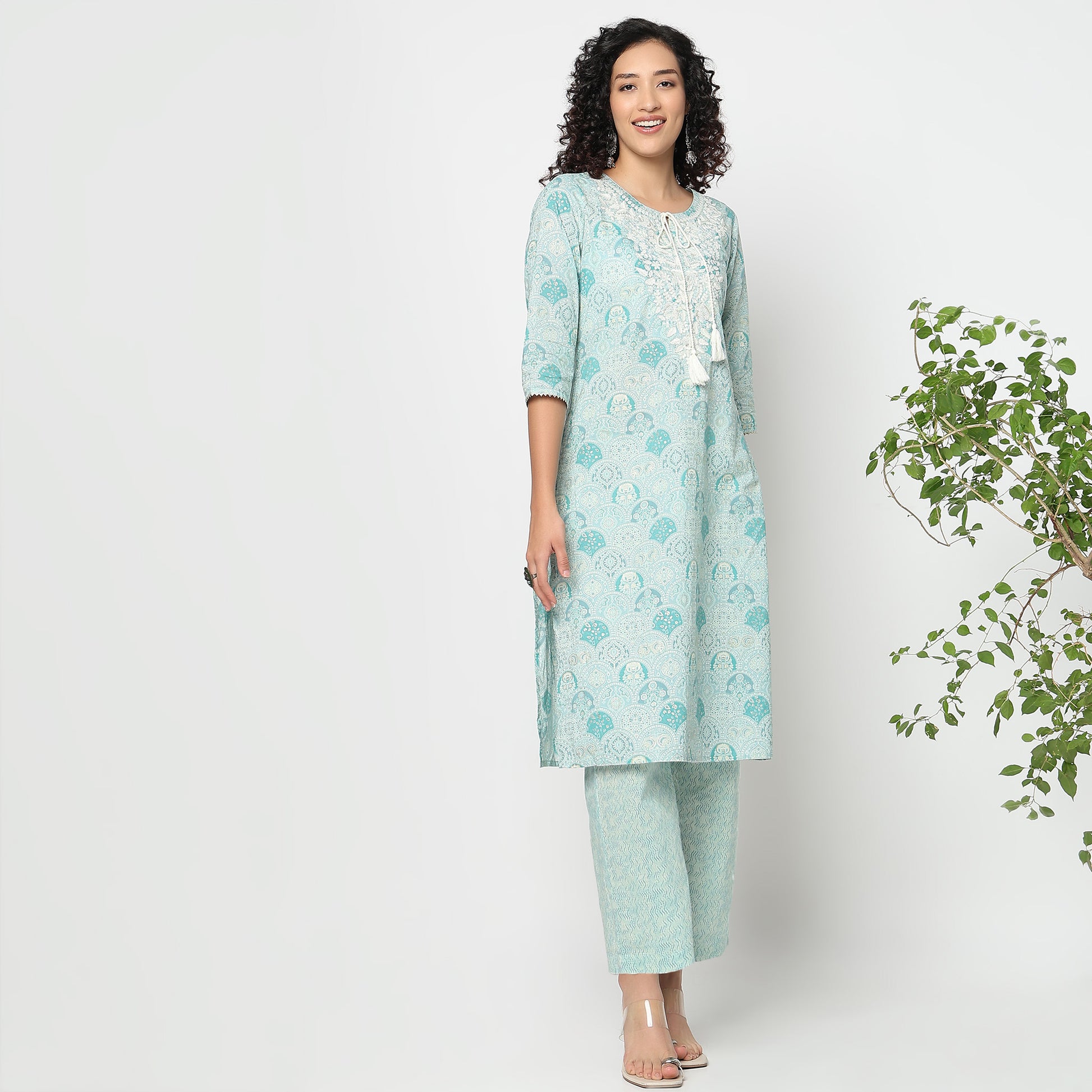 Straight Fit Printed Kurta with Pant Set