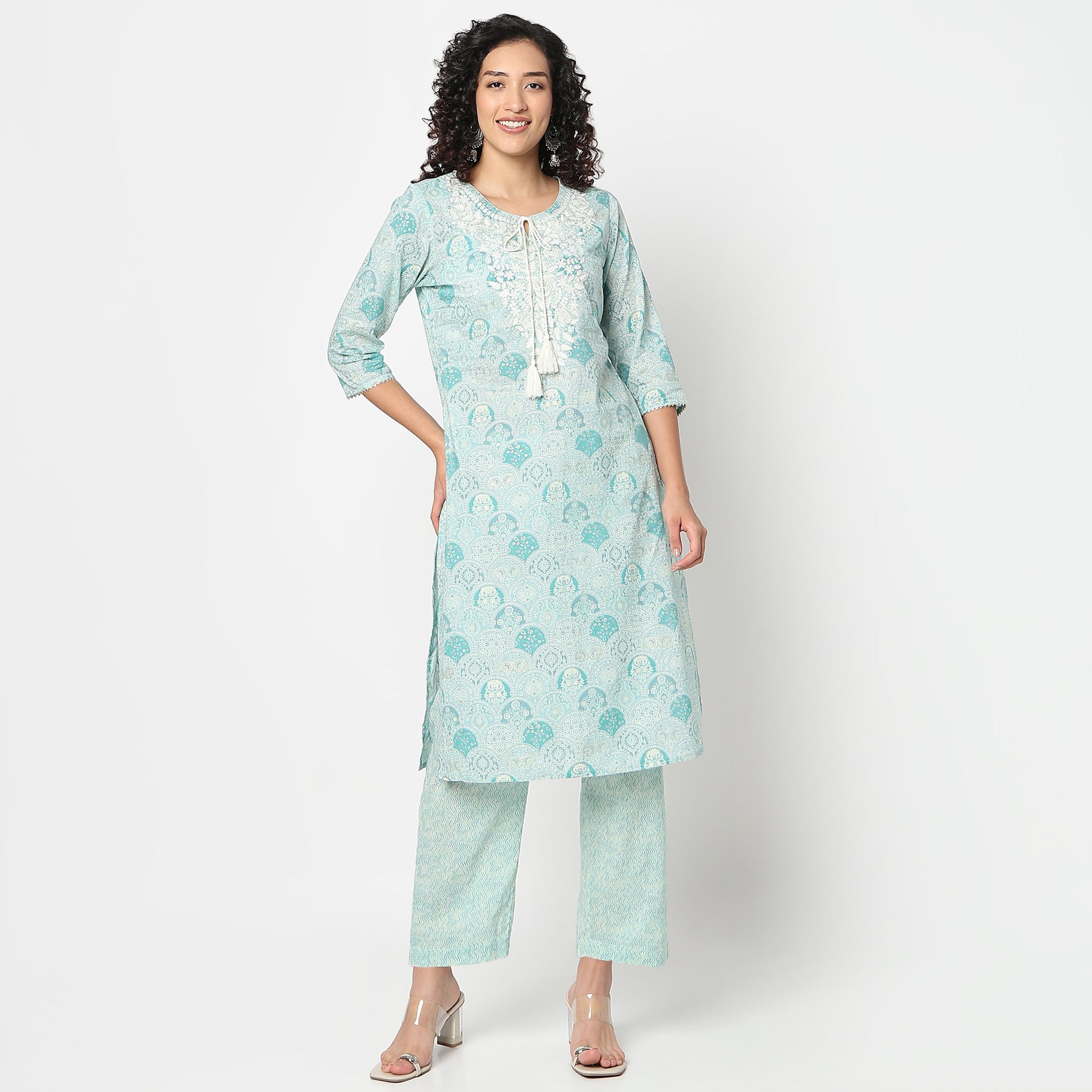 Straight Fit Printed Kurta with Pant Set