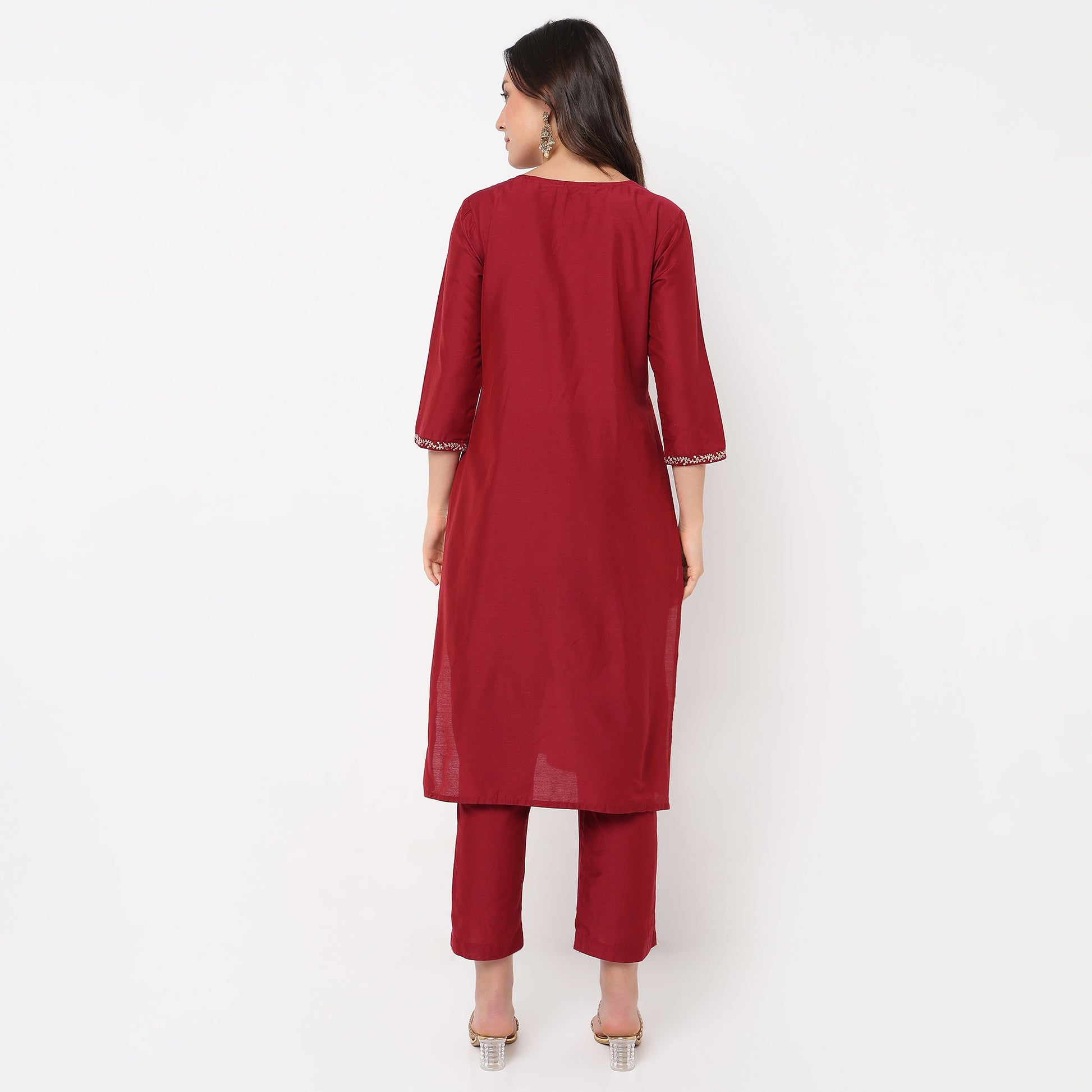 Straight Fit Embellished Kurta and Pant with Dupatta Set