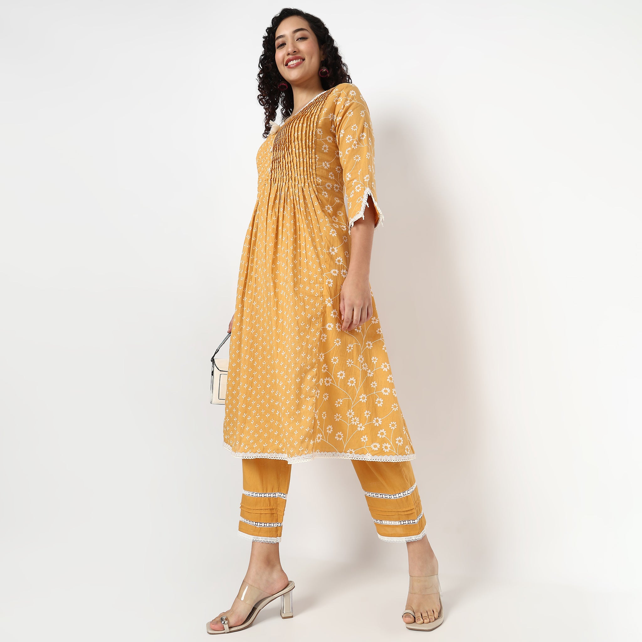 V-Neck Printed Kurta and Pant Set