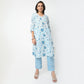 Straight Fit Printed V-Neck Kurta with Pant Set
