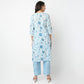 Straight Fit Printed V-Neck Kurta with Pant Set