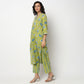 Buy Women Flare Fit Printed Three-Fourth Sleeve Kurta with Pant Set  - Style Union