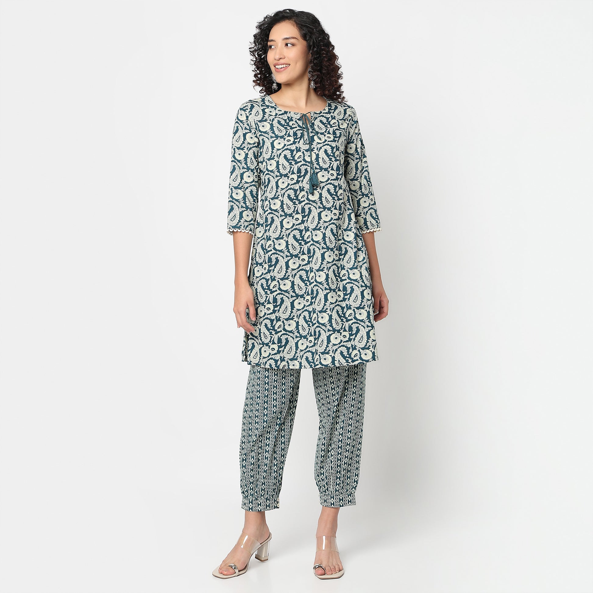 Printed Straight Kurta With Pant Set