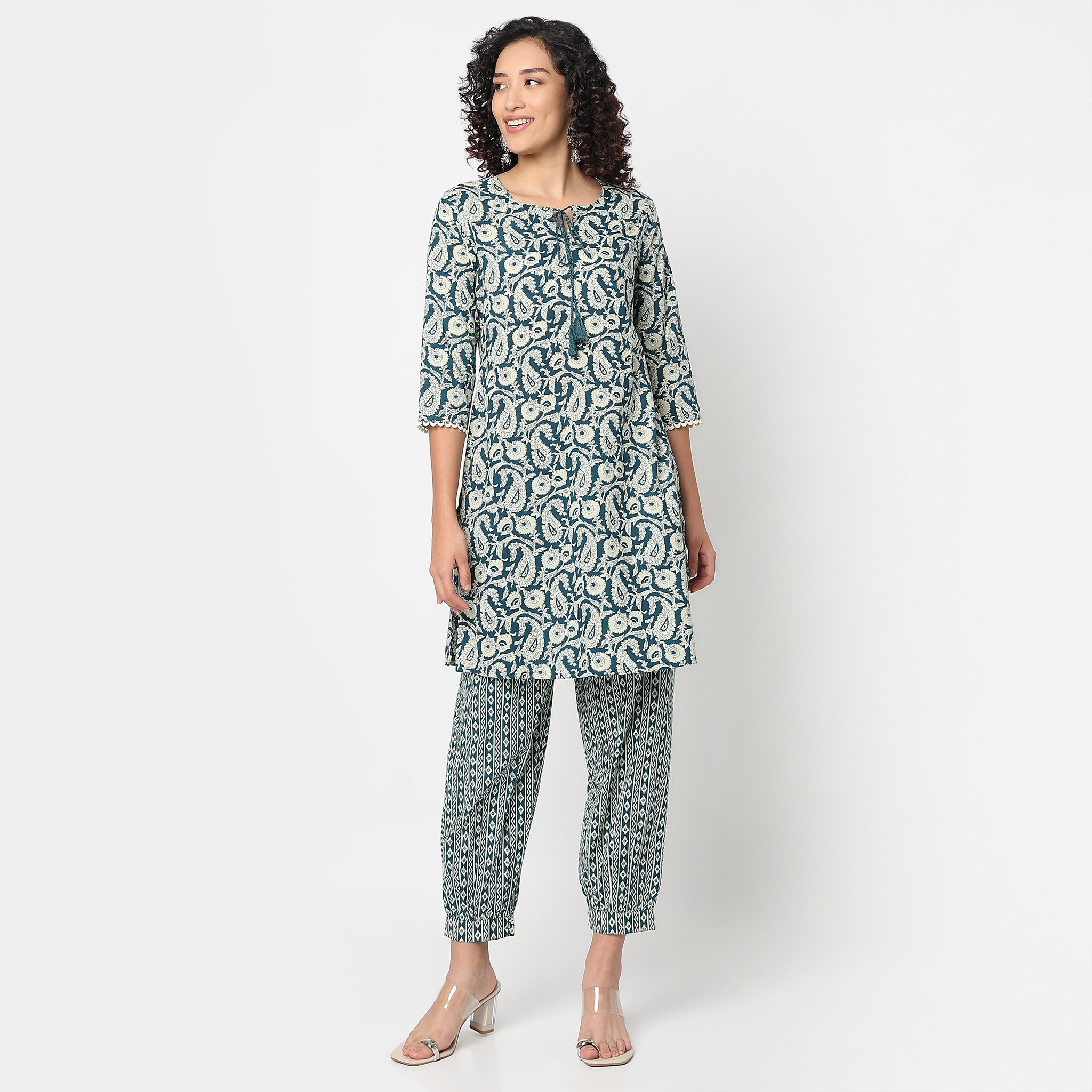 Printed Straight Kurta With Pant Set