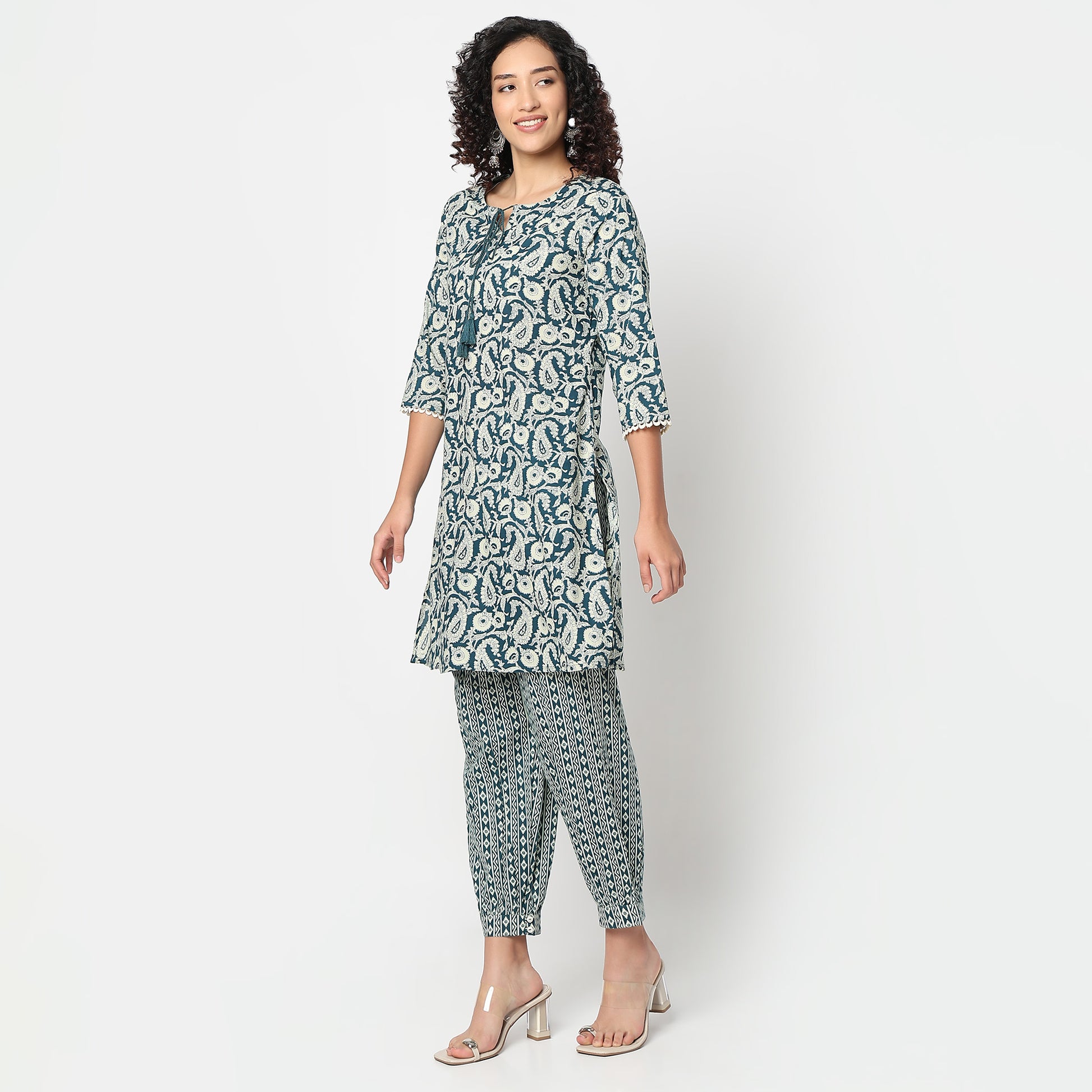 Printed Straight Kurta With Pant Set