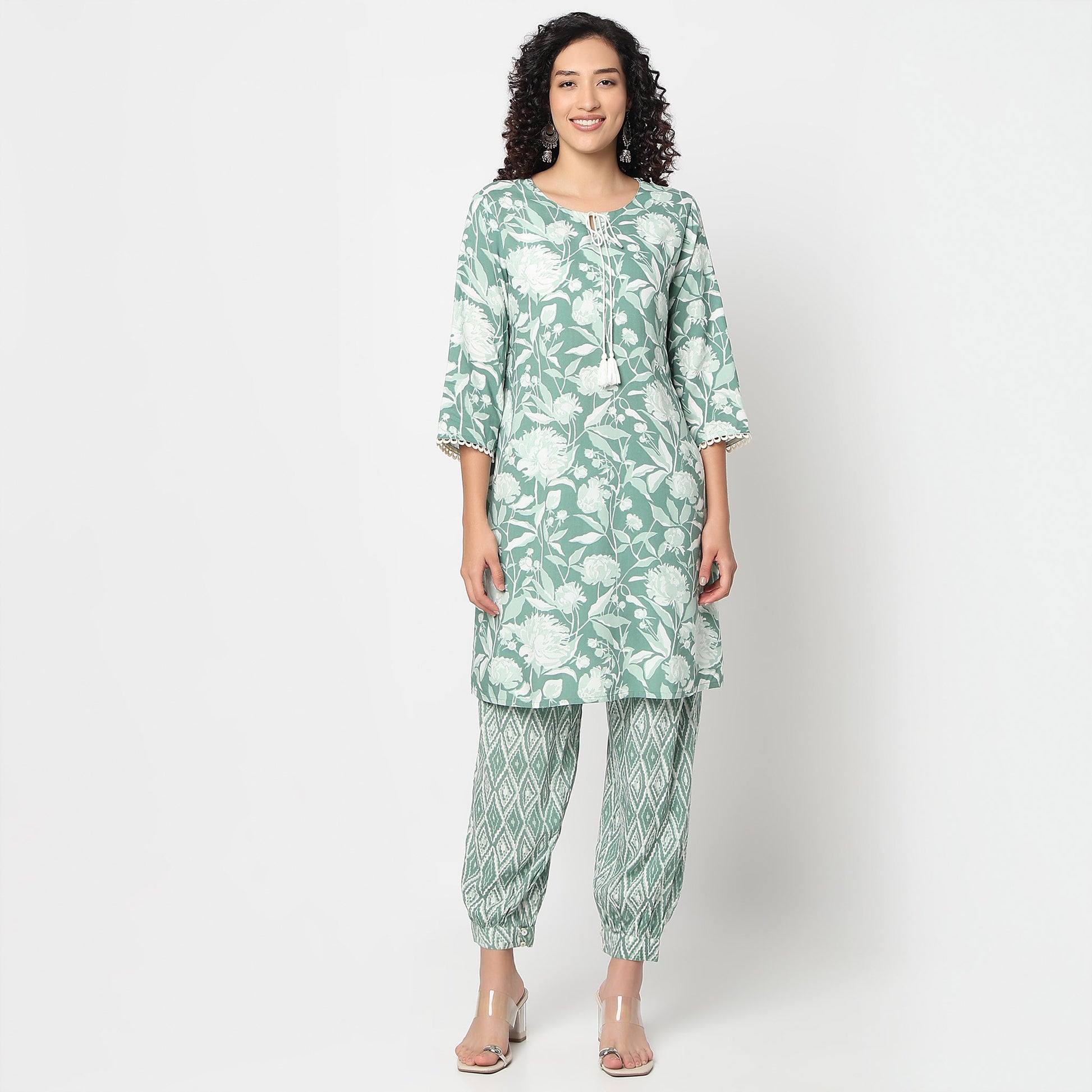 Printed Straight Kurta With Pant Set