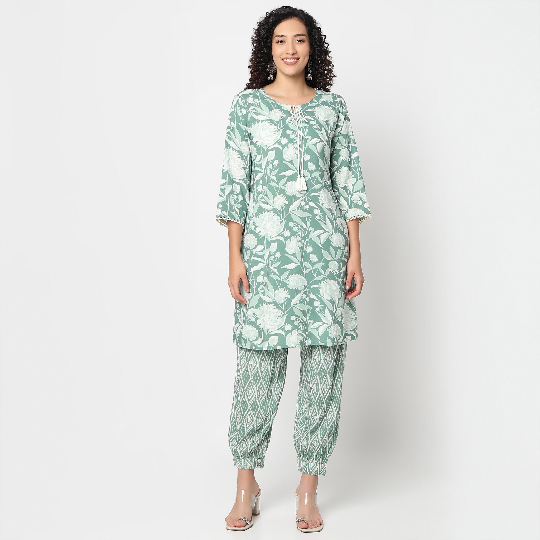 Printed Straight Kurta With Pant Set