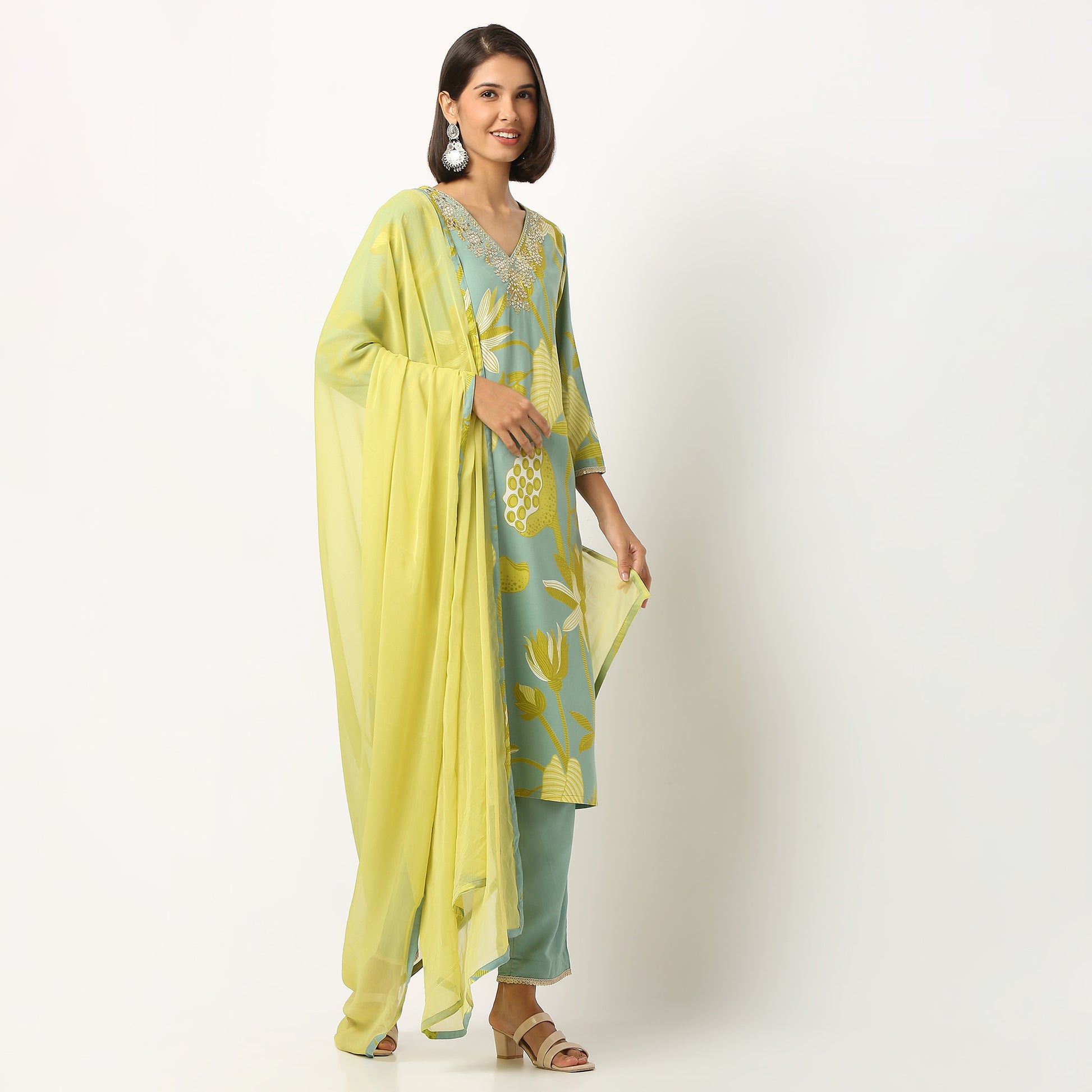 Rayon Printed Kurta Pant Set