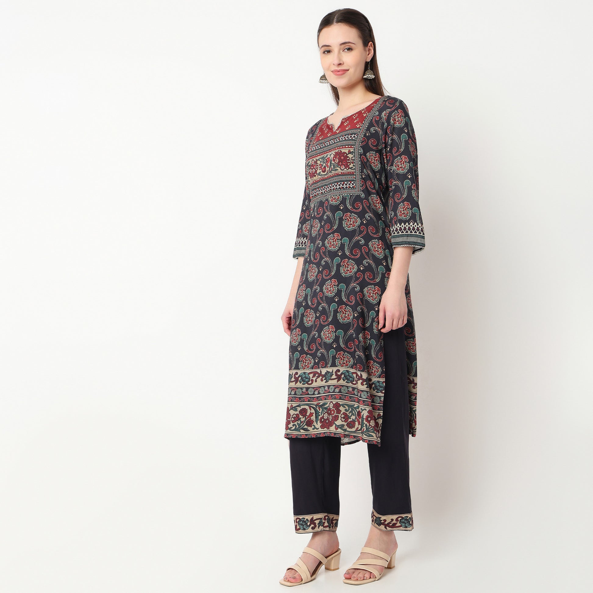 Printed Straight Kurta with Pant Set
