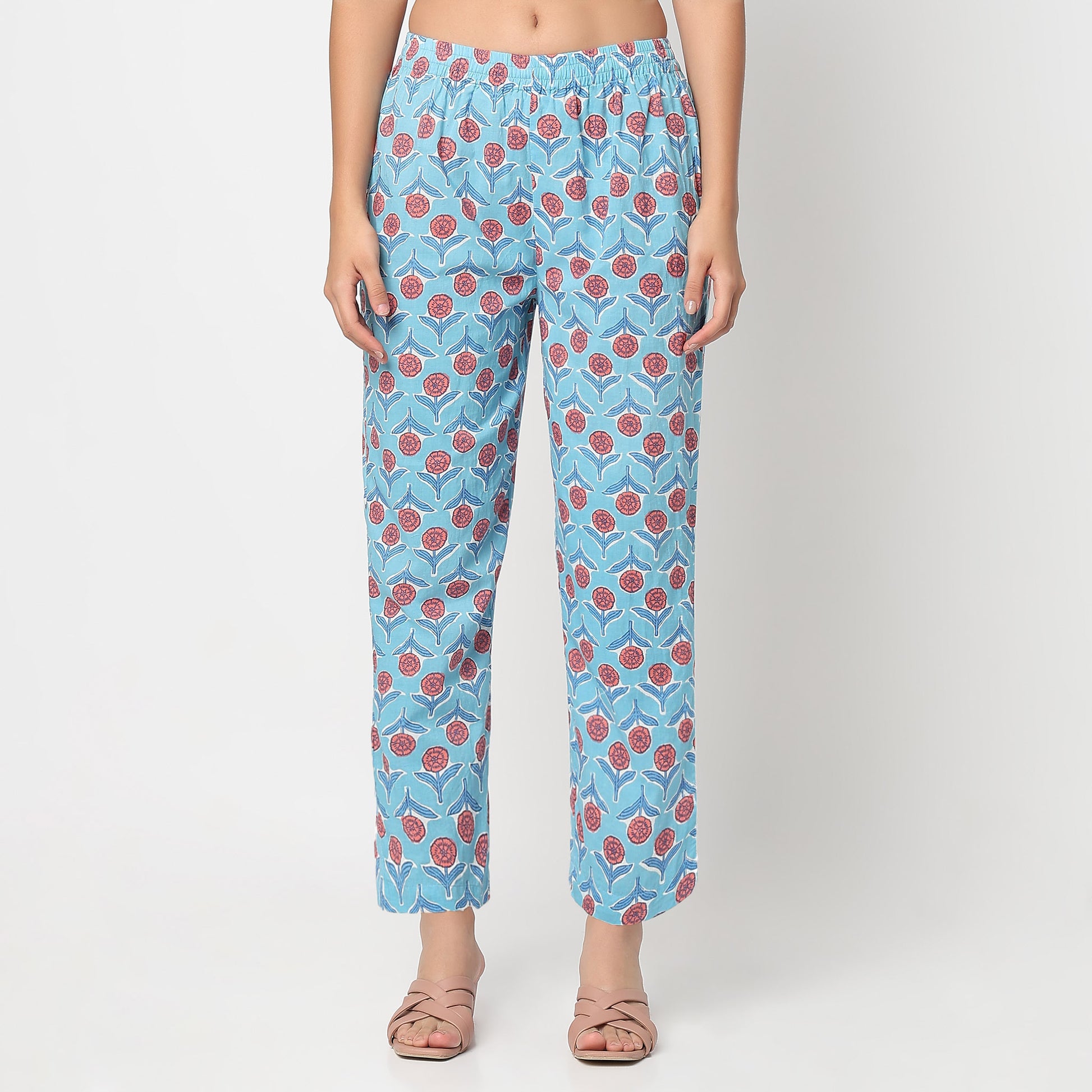 Flare Fit Printed V-Neck Kurta with Pant Set