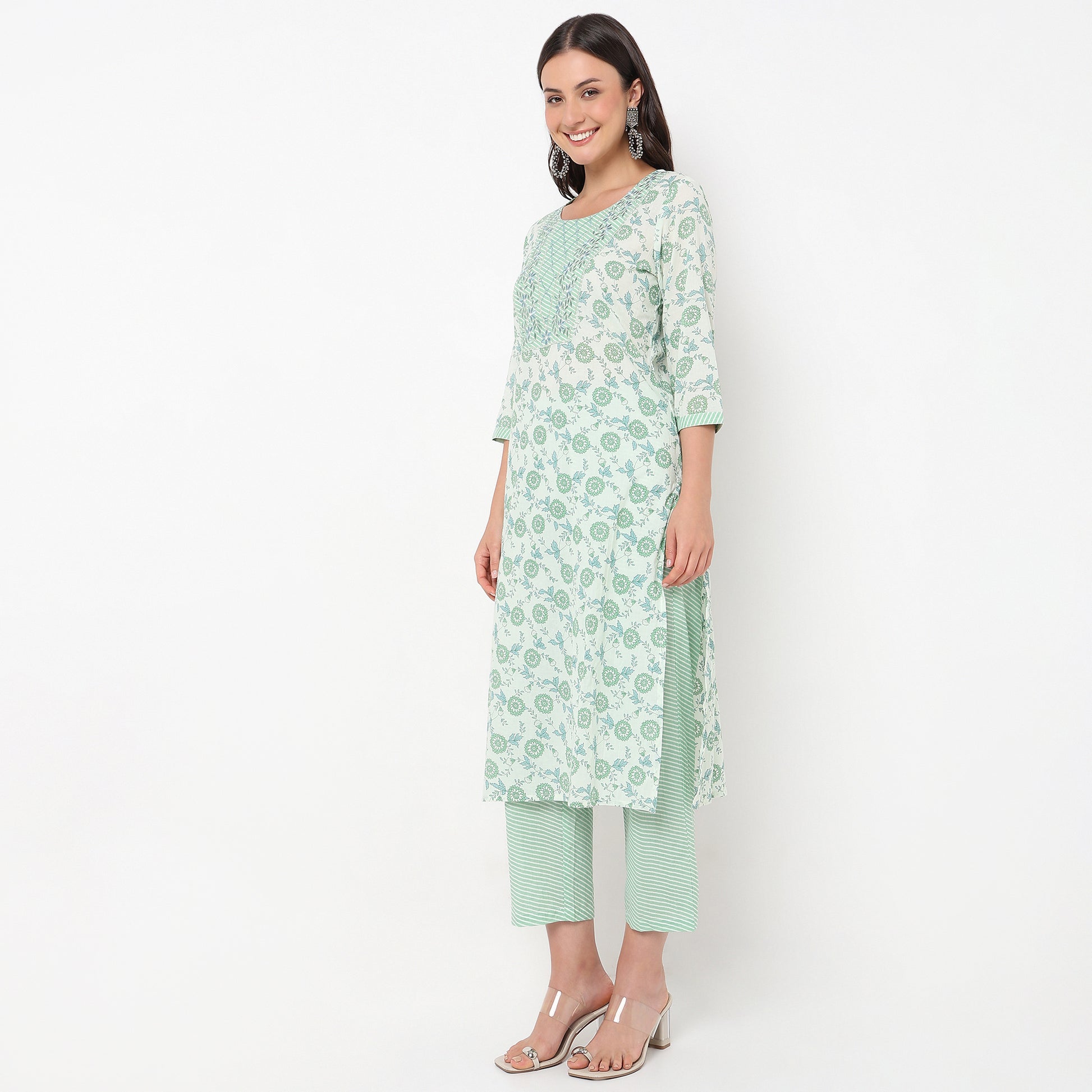 Straight Fit Printed Kurta and Pant with Dupatta Set
