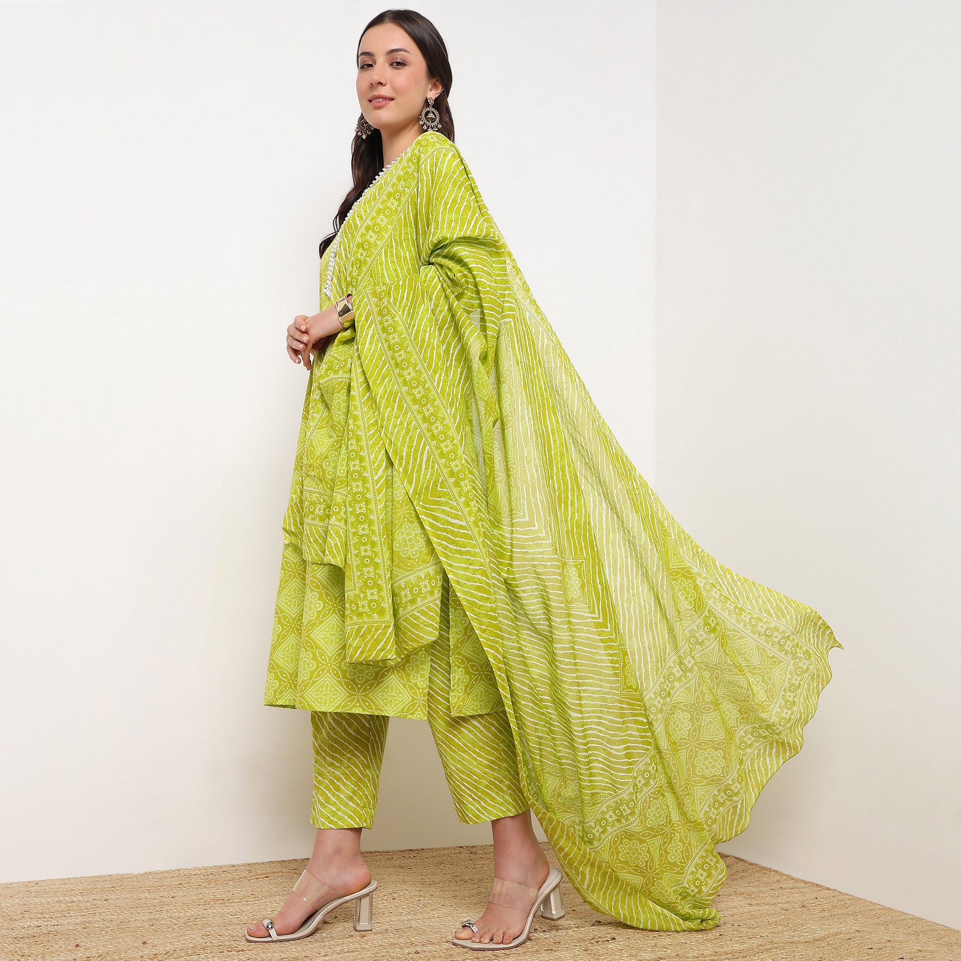 Straight Fit Printed Kurta and Pant with Dupatta Set
