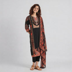 Printed Straight Kurta with Pant & with Dupatta Set