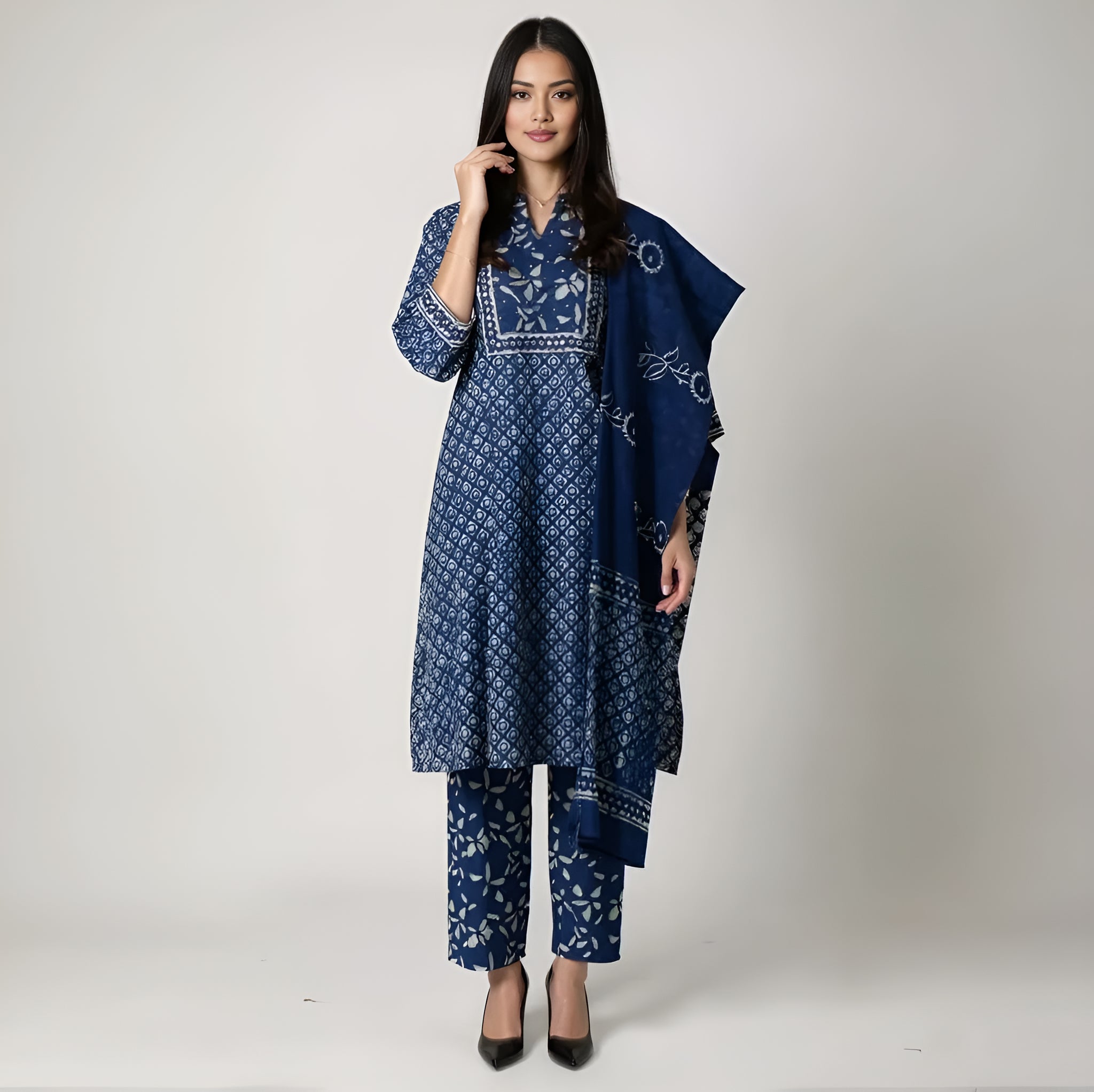 Printed Kurta and Pant With Dupatta Set