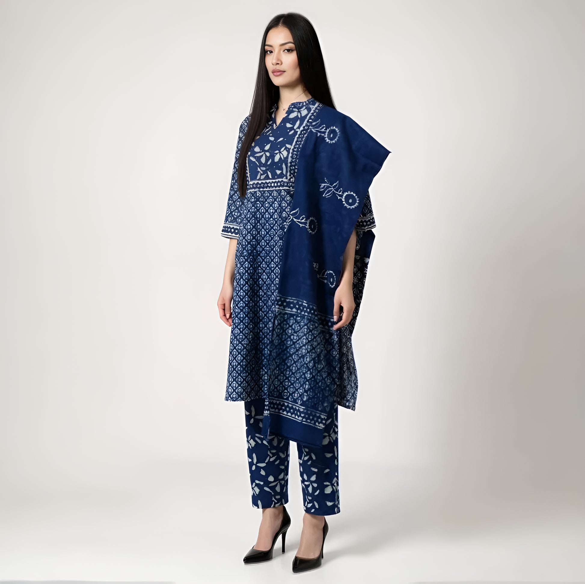 Printed Kurta and Pant With Dupatta Set