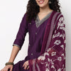 V-Neck Embellished Kurta and Pant with Dupatta Set