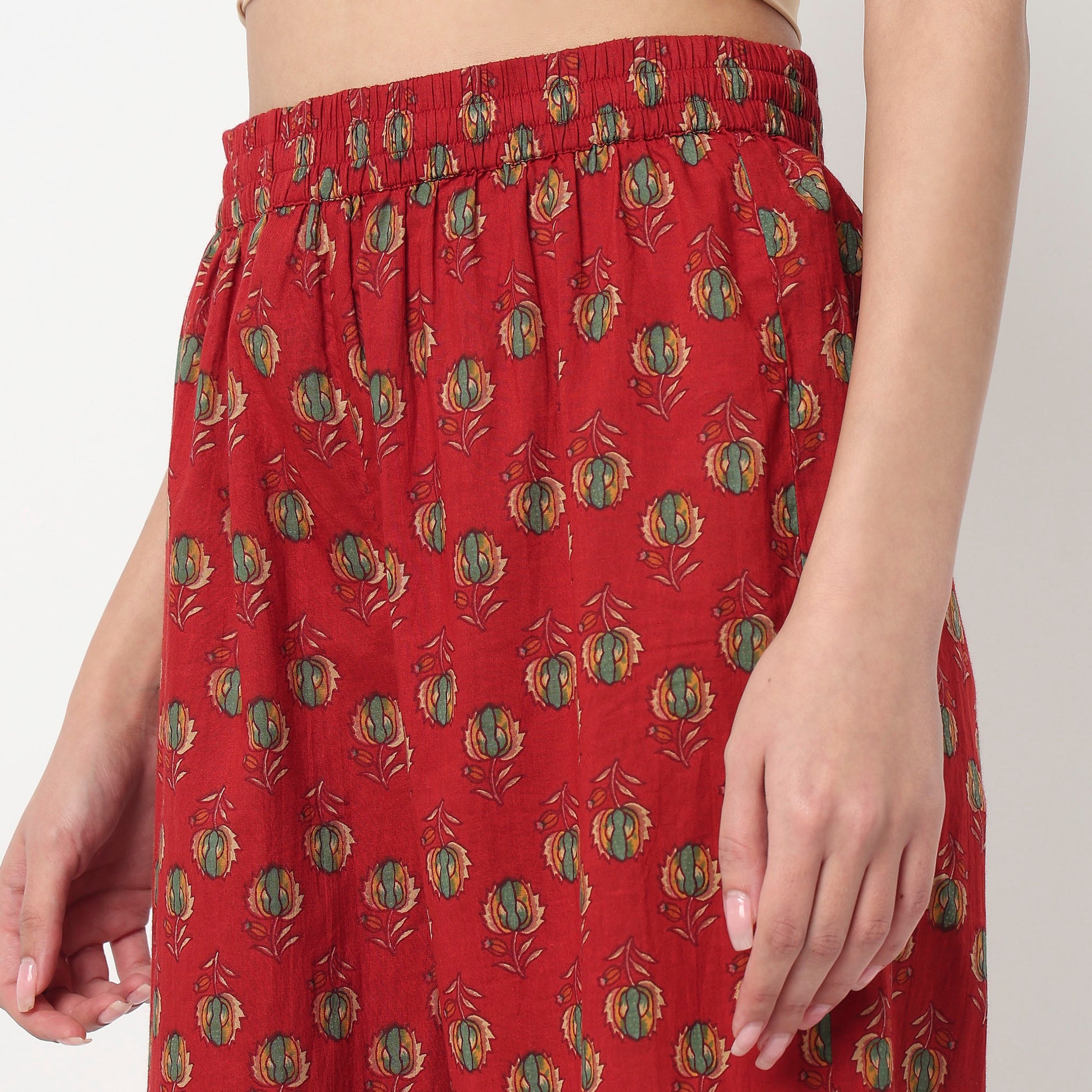 Cotton Printed V-Neck Kurta with Pant & with Dupatta Set