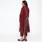V-Neck Printed Kalidar Kurta with Pant and Dupatta Set