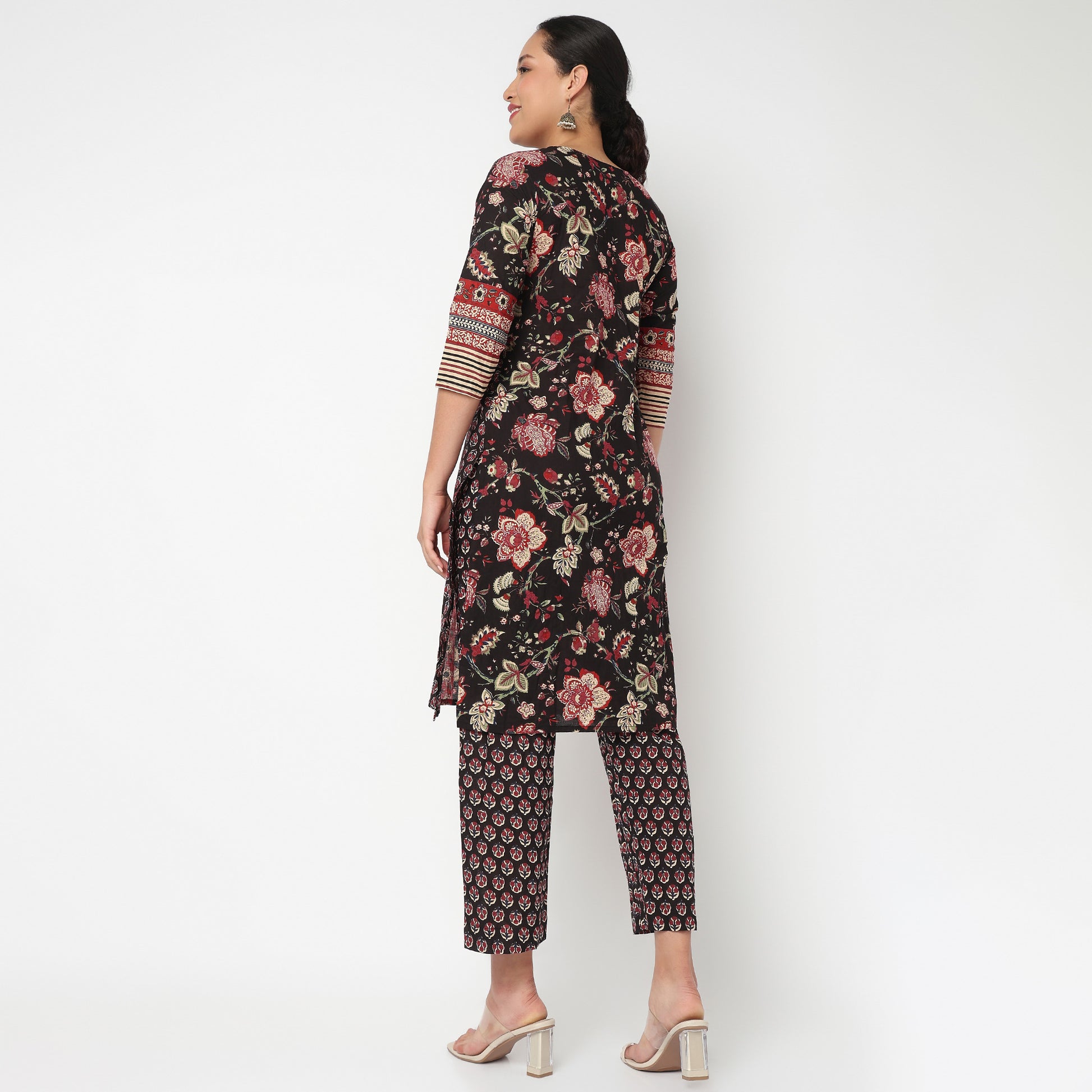 Embroidered Yoke Printed Kurta Set