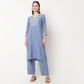 Embroidered V-Neck Straight Kurta with Pant Set