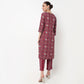 Printed Crew Neck Straight Kurta with Pant Set