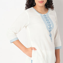 Embroidered Straight Kurta with Pant Set
