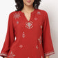 Buy Women Straight Fit Embroidered Three-Fourth Sleeve Kurta with Pant Set  - Style Union