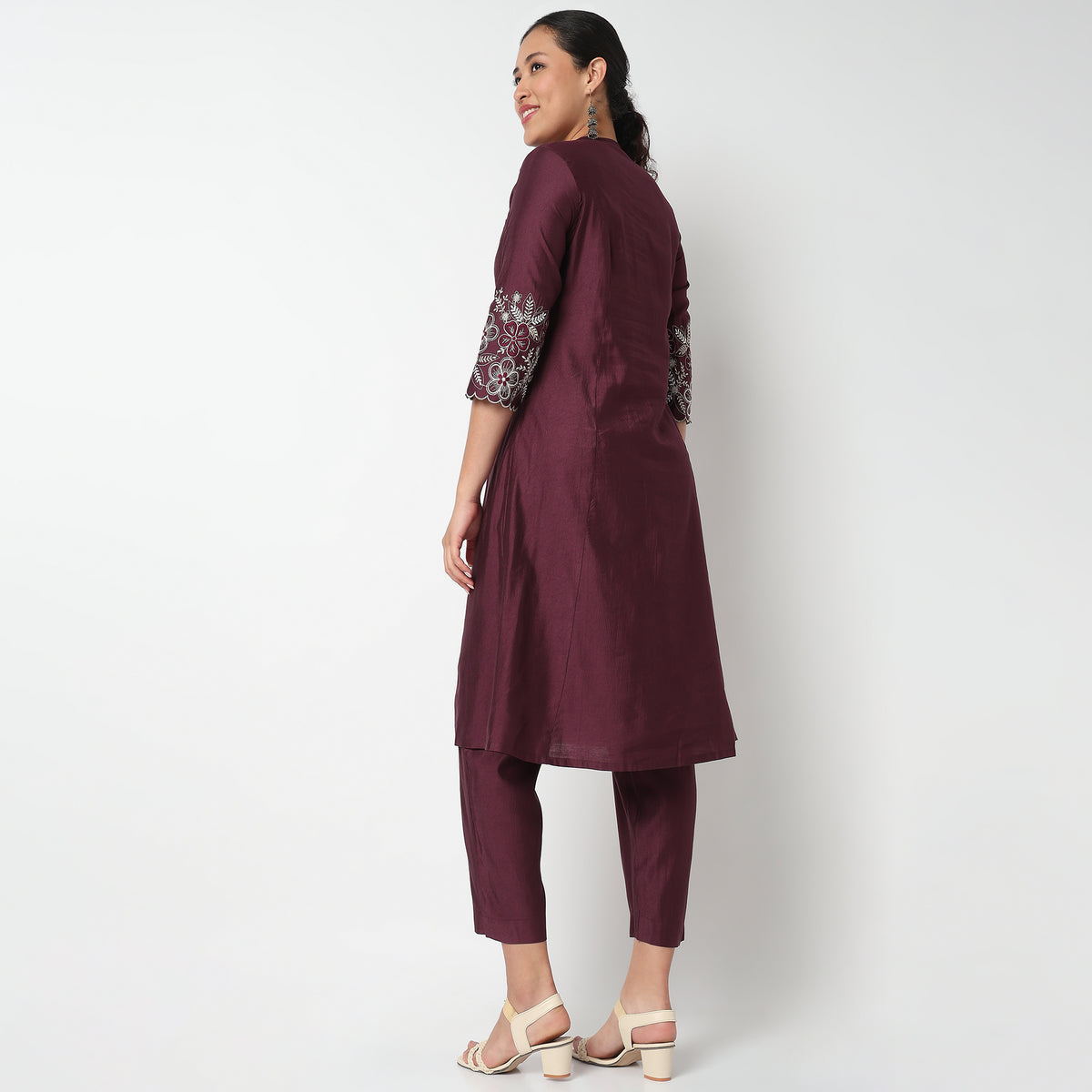 Full Placket Emroidered A line Kurta Set