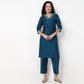 V-Neck Embroidered Kurta and Pant Set
