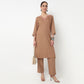 Embroidered Crew Neck Straight Kurta with Pant Set