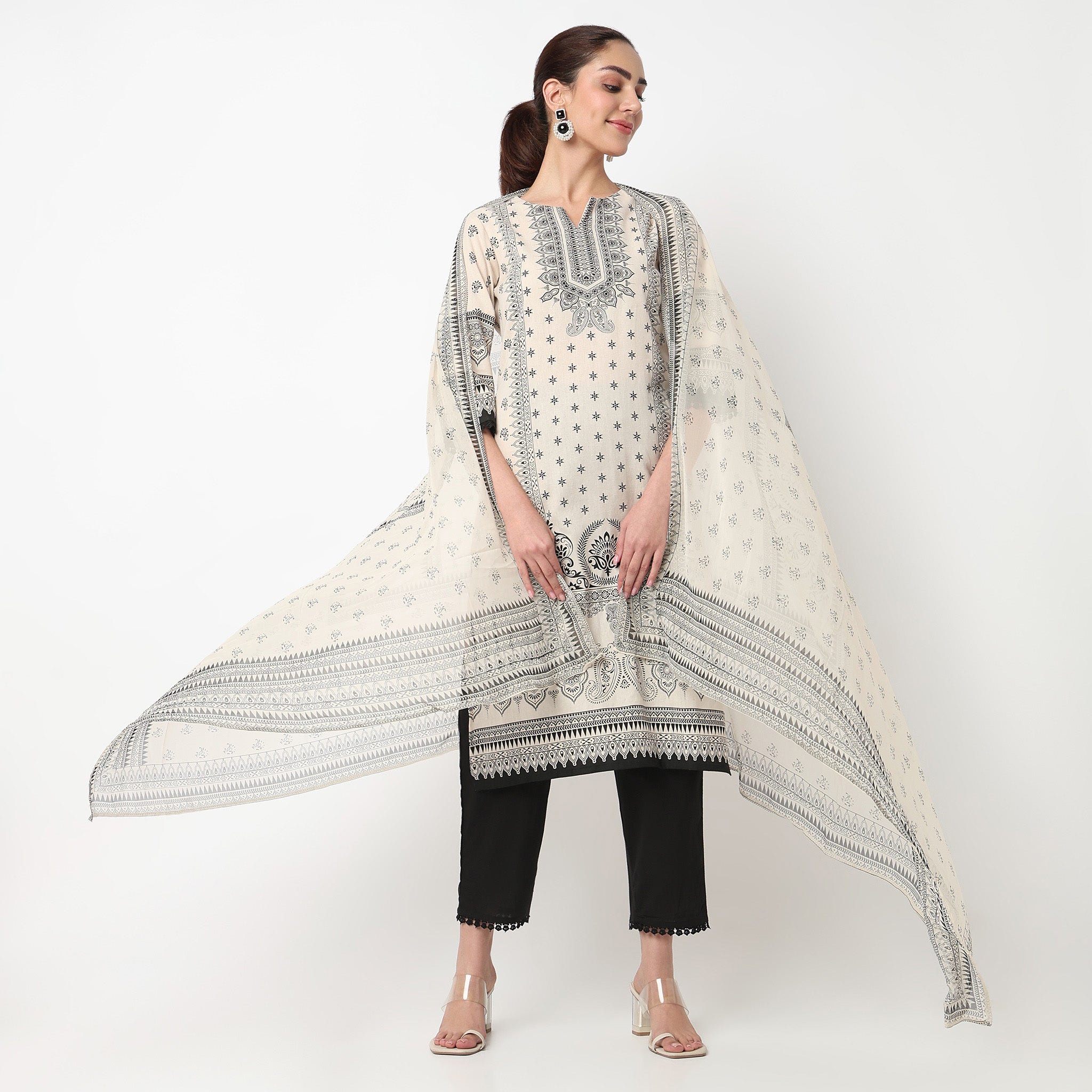 Printed Kurta with Pant & with Dupatta Set