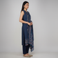 V-Neck Printed Straight Kurta with Pant and Dupatta Set