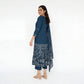 Cotton Printed V-Neck Tired Kurta with Pant and Dupatta Set