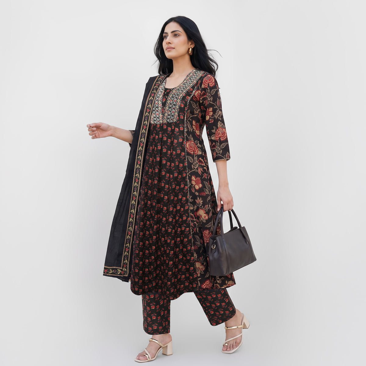Cotton Printed V-Neck Ethnic Sets