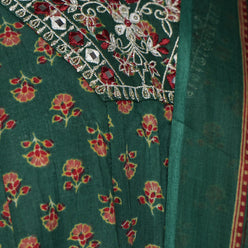 Cotton Printed V-Neck Kurta and Pant with Dupatta Set
