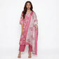 Printed Cotton V-Neck Kurta with Pant & Dupatta Set