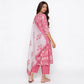 Printed Cotton V-Neck Kurta with Pant & Dupatta Set