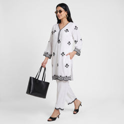 Solid V-Neck Ethnic Sets