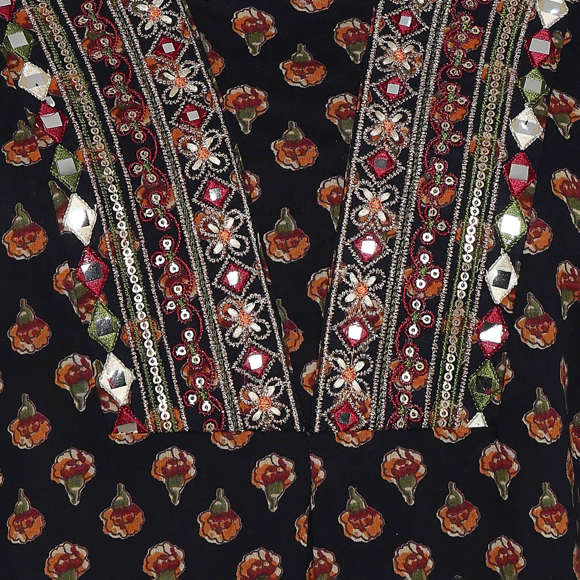 Printed V-Neck Kurta with Pant and Dupatta Set