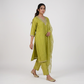 Embroidered V-Neck Kurta with Pant and Dupatta Set