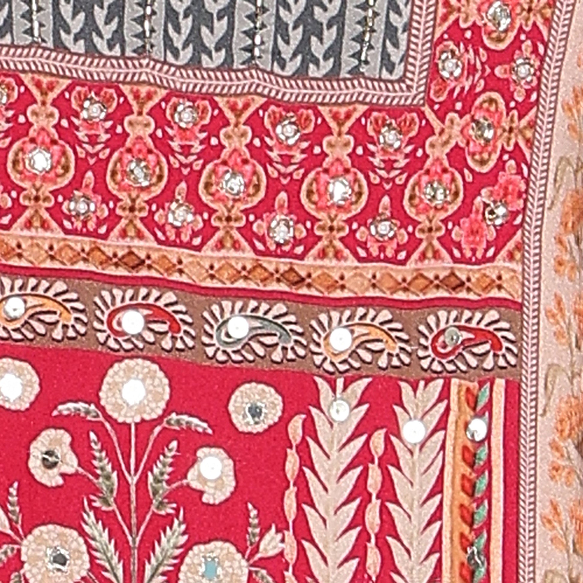 Embroidered V-Neck Kurta with Pant and Dupatta Set
