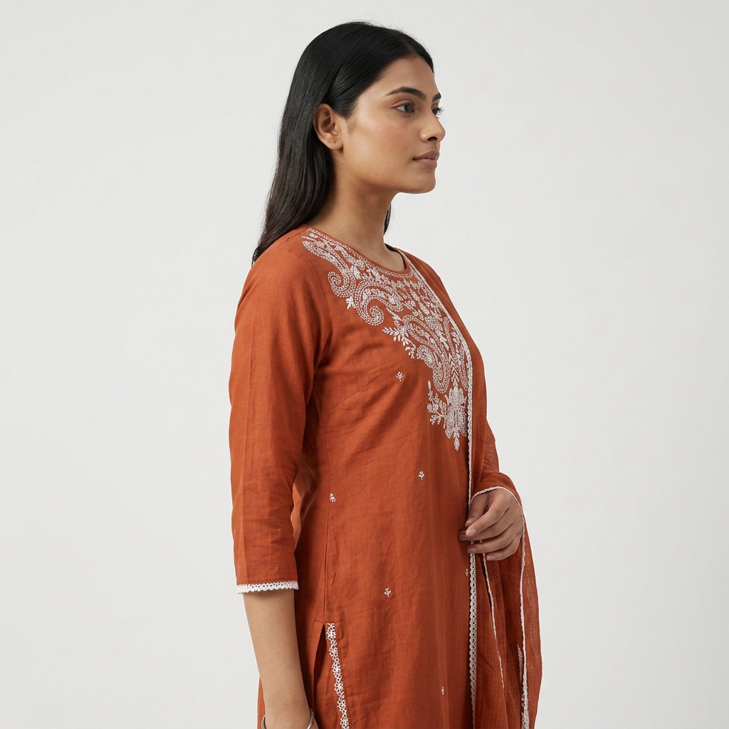 Regular Fit Solid Kurta, Pant & Dupatta Set