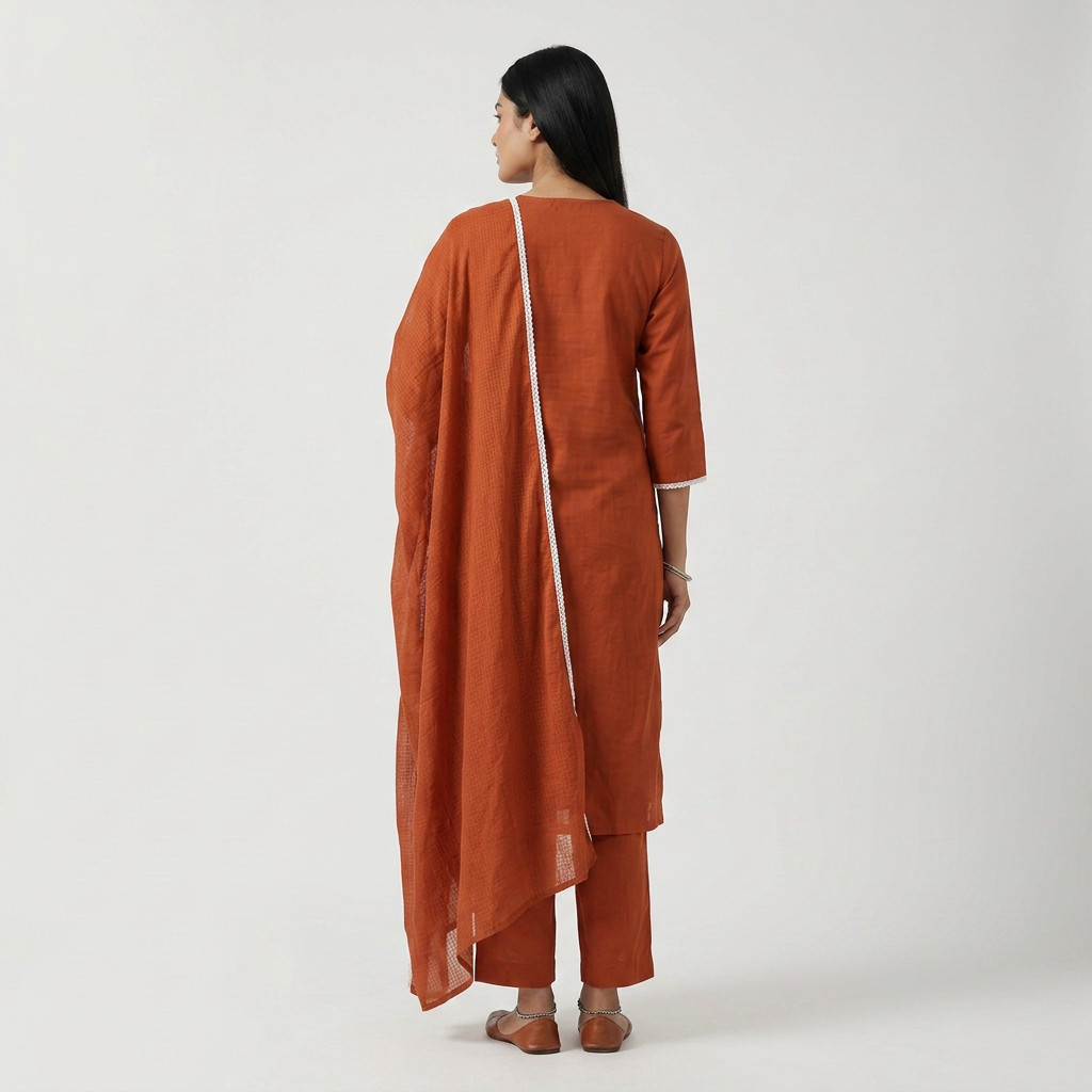 Regular Fit Solid Kurta, Pant & Dupatta Set